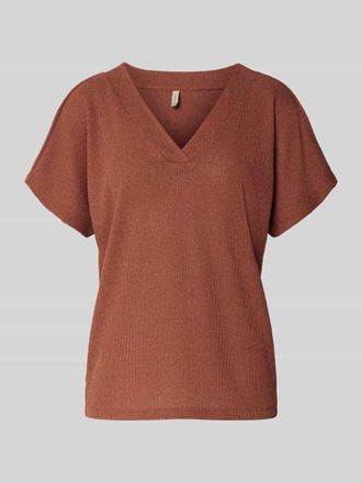 Soyaconcept Regular Fit T-Shirt mit V-Ausschnitt Modell DELIA in Rostrot, Gr&ouml;&szlig;e S