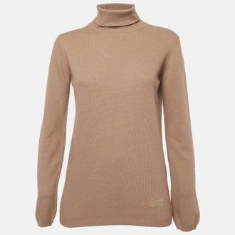 Roberto Cavalli Tan Knit Turtle Neck Sweater