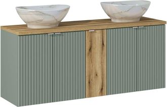 Petits Meubles Mueble doble lavabo 140cm 5 puertas paneles de melamina y mdf verde