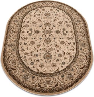 RugsX Rugsx - Wool carpet omega oval aries flowers pearl beige 200x300 cm