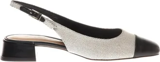 Baldinini Slingback in nappa leather and canvas off white - Dames - Pumps - Veelkleurig - 40 EU - Schoenen
