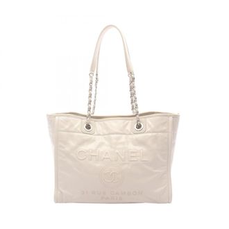 Chanel White Leather Handbag Tote Bag (Pre-Owned)