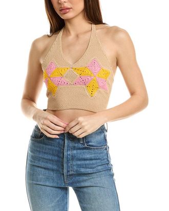 Sandro Tie-Neck Halter Top