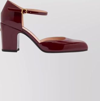Bally square toe block heel pumps with gold hardware