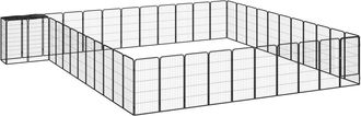 vidaXL Vidaxl Corral Para Cachorros - Jaula Perros 46 Paneles Acero Recubierto Polvo Negro 50x100 Cm