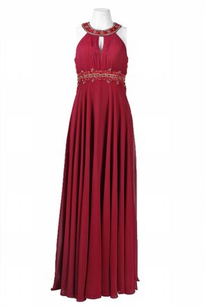 Sue Wong Beaded Cutout Back Evening Dress In Port