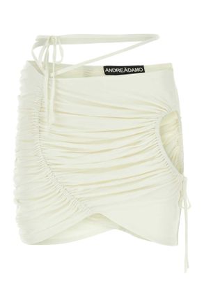 ADĀMO Andrea Adamo Ivory Viscose Mini Skirt