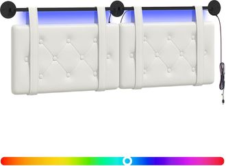 vidaXL Cabecero Colgante Con Luz Led Blanco Cuero Sint&eacute;tico Vidaxl