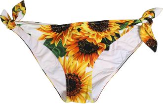 Dolce & Gabbana Womens Yellow Nylon Sunflower Bikini Bottom Swimwear Elastane Clothing