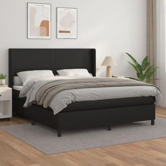 vidaXL Vidaxl - Cama Box Spring Con Colch&oacute;n Cuero Sint&eacute;tico Negro 160x200 Cm