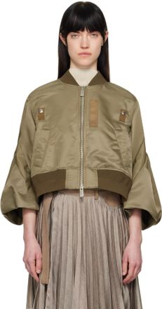 ブルゾン sacai Two-tone teddy and nylon bomber jacket (2407459 522) sacai Womens Two-Tone Teddy And Nylon Bomber Jacket | Size 2