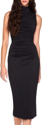 Susana Monaco Gathered Mock Neck Midi Dress in Black at Nordstrom Rack, Size X-Small