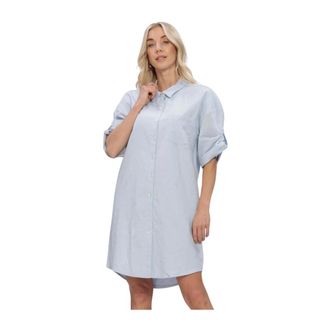 Notre-V Nv-Henline Overhemdjurk - Dames - Jurken - Blauw - Maat: XL Katoen