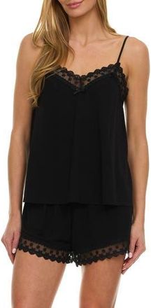 Flora Nikrooz Maven Lace Trim Jersey Short Pajamas in Black at Nordstrom Rack, Size X-Small