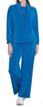 Multiples Who Are You Wide Leg Pant In Peacock