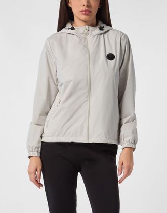 Plein Sport Hooded Lightweight Running Jacket Ls Women in Lightgrey at Nordstrom, Size X-Small Eu