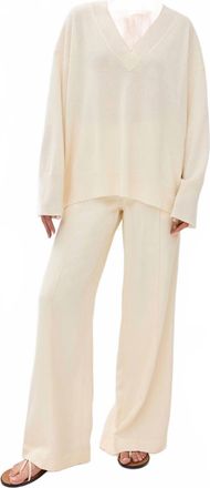 Sablyn Nylah Cashmere Boyfriend V-Neck Sweater In Gardenia