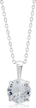 MAX + STONE 14k Yellow or White Gold 6mm Gemstone Round Pendant Necklace with 18 Inch Chain