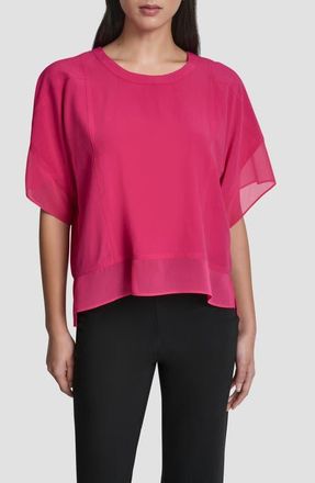 DKNY Mixed Media Dolman Sleeve Top in Hot Pink at Nordstrom, Size X-Large