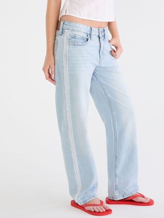 A&eacute;ropostale Low-Rise Baggy Lace Stripe Jean