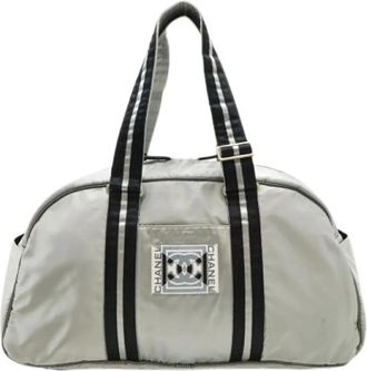 Chanel Pre-owned Weekend Bags, female, Gray, Size: ONE SIZE Pre-owned Vintage Nylon Boston Bag