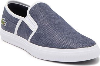 Lacoste Tatalya Leather Slip-On Sneaker in Denim/White at Nordstrom Rack, Size 10.5