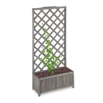 Relaxdays Relaxdays - Enrejado De Jard&iacute;n Con Macetero, Madera De Abeto, 35 L, 150 Cm, Gris
