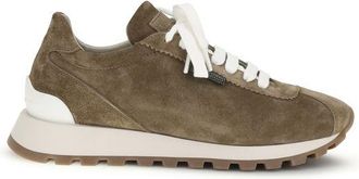 Brunello Cucinelli Brown Calf Leather Bos Taurus Platform Womens Sneakers
