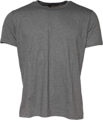 Dolce & Gabbana Mens Gray Cotton Crew Neck Short Sleeves T-Shirt