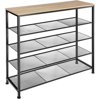 TecTake Zapatero estilo industrial y 4 estantes 100x30,5x93 cm madera clara