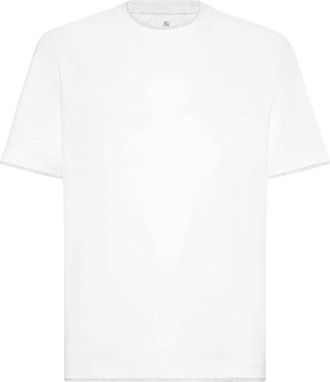Brunello Cucinelli Double Layer T-Shirt - Heren - T-shirts - Wit - M - Katoen - Tops
