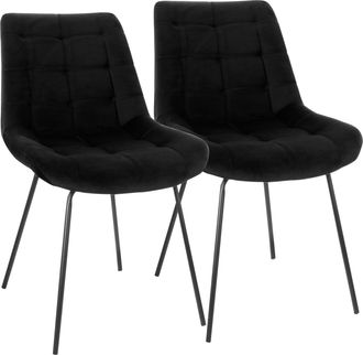 Elama 2 Piece Tufted Chair in Black with Metal Legs