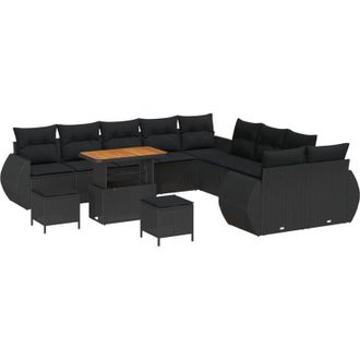 vidaXL Garden Sofa Set with Cushion with Storage 13 pcs Black vidaXL