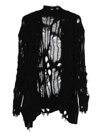 Yohji Yamamoto distressed knitwear - women - Cotton/Acrylic - 2 - Black