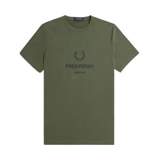 Fred Perry Tops, Heren, Groen, S, Grafisch T-shirt