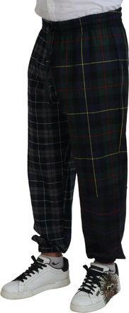 Dolce & Gabbana Mens Checkered Virgin Wool Joggers Black Nylon