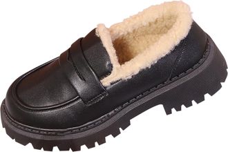 Generic Black Females Metal Detail Thick Bottom Shoes Extended Proportions Fall and Winter Season Comfortable Elevated Loafers for Leisure Fun