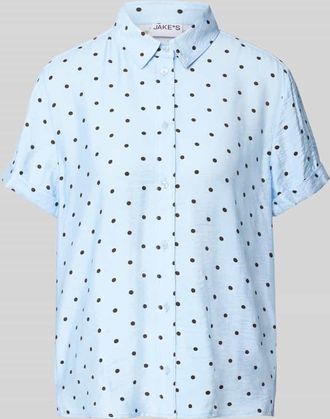 Jake*s Casual Regular Fit Bluse aus Viskose-Mix im Allover-Look in Hellblau, Gr&ouml;&szlig;e 34