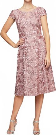 Alex Evenings Audrey Lace Short Dress In Rose