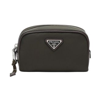 Prada Beauty Case - Heren - Toilettassen - Groen - ONE Size - Leer - Tassen