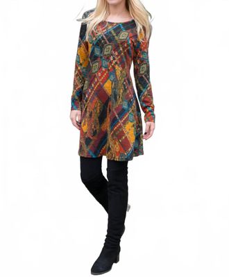Papillon Geometric Print Textured Dress In Multi