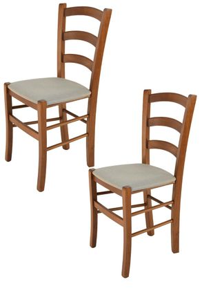 Tommychairs Tommychairs 2 Sillas Venice En Haya Nuez Claro, Asiento Tela Gamuza