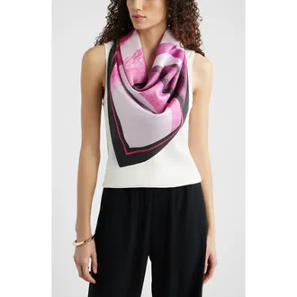 Nordstrom Printed Square Silk Scarf in Mustard Watercolor at Nordstrom