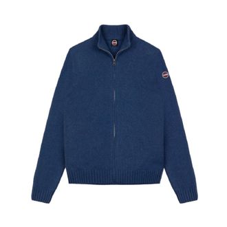 Colmar Blauwe Cashmere Blend Zip Trui - Heren - Vesten - Blauw - M - Wol - Truien & Vesten