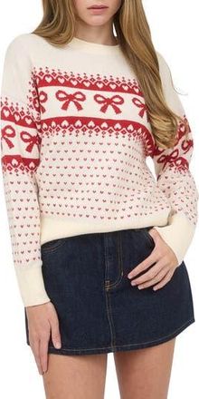 Blu Pepper Bow Crewneck Sweater in Cream at Nordstrom Rack, Size Medium