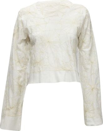 Comme Des Gar&ccedil;ons Comme Des Garcons linen floral embroidery crop top