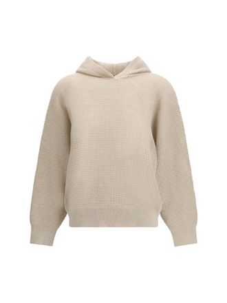 Brunello Cucinelli Beige Knitted Hood Sweatshirt