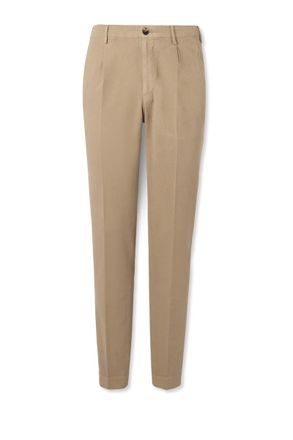 Slowear Venezia 1951 Straight-Leg Pleated Stretch-Cotton Trousers