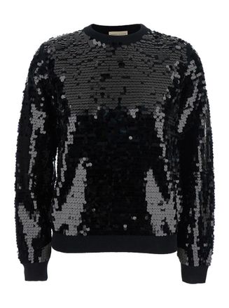 Semicouture Black Sweater With All-Over Sequins In Wool Woman