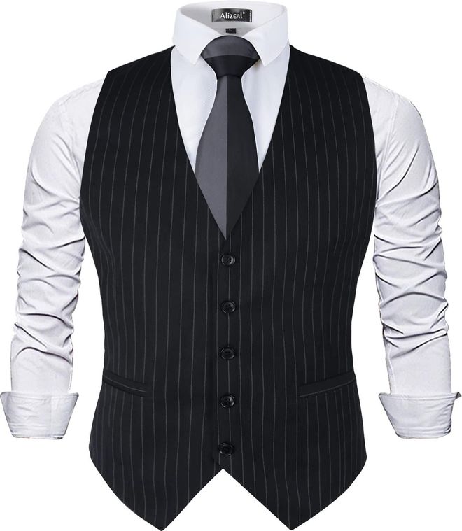 Alizeal Mens Pinstripe Business Suit Vest Formal Dress Tuxedo Waistcoat,  Black-3XL from 22.99 - on Stylight
